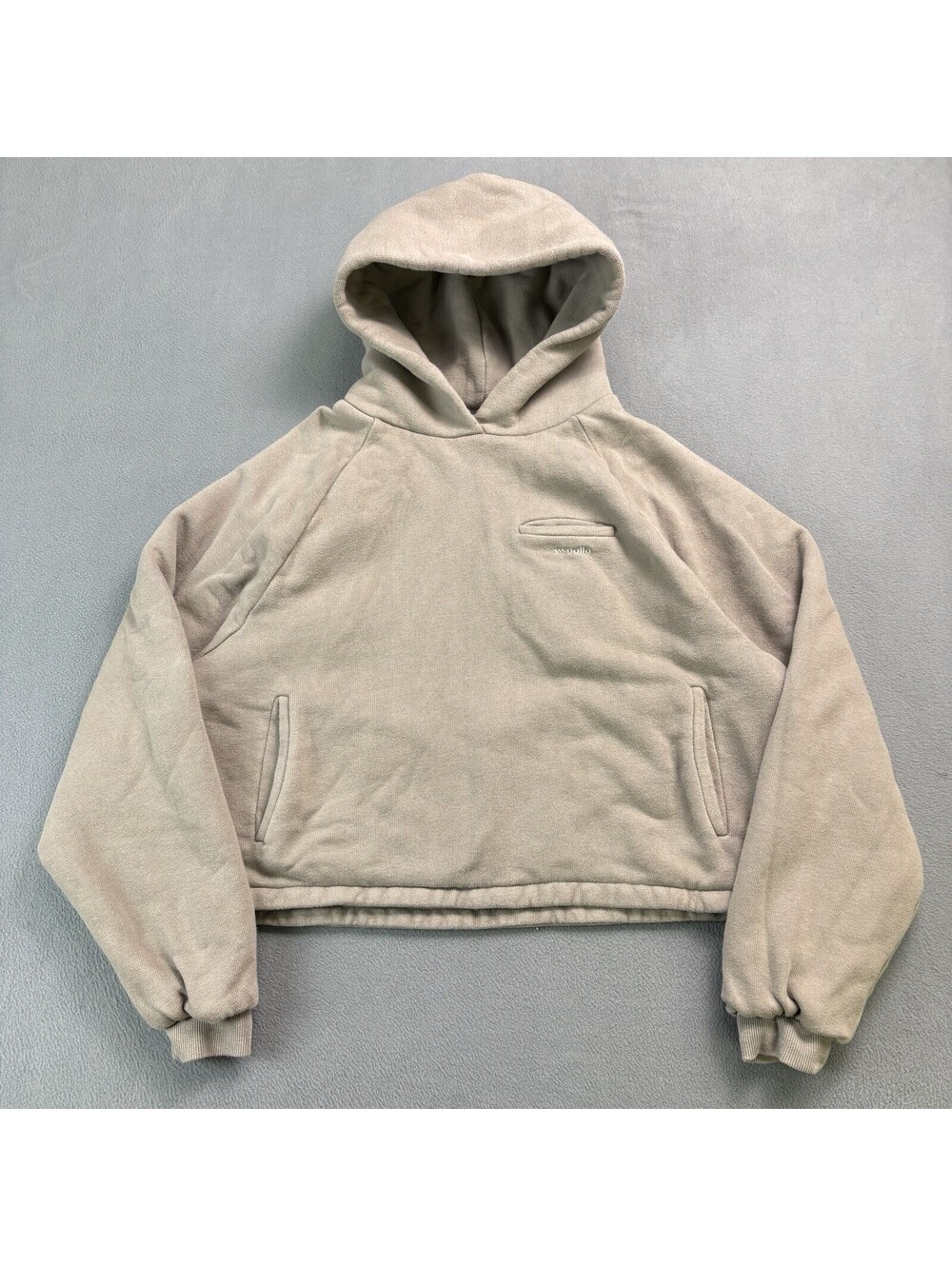 VWoollo Heavyweight Pullover Hoodie Size Medium Tan Oversized Boxy Fit